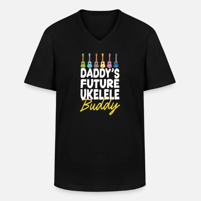 Hawaiian Ukulele Uke Daddy's - Männer-T-Shirt mit V-Ausschnitt - Schwarz