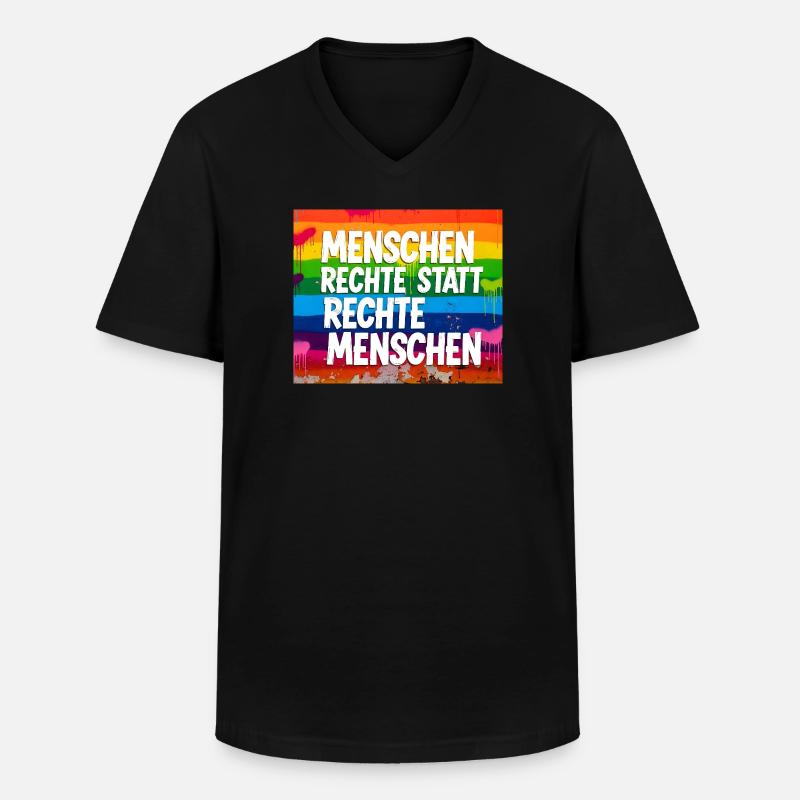 Menschenrechte statt rechte Menschen Statement - Männer-T-Shirt mit V-Ausschnitt - Schwarz