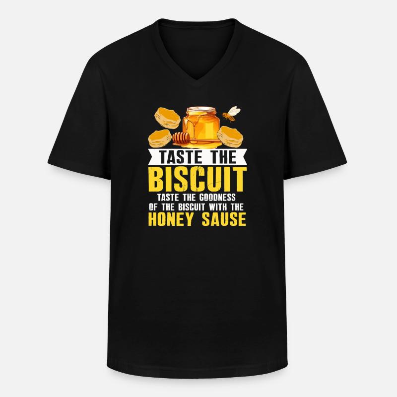 Honey Biscuit Slogan Tee - Männer-T-Shirt mit V-Ausschnitt - Schwarz