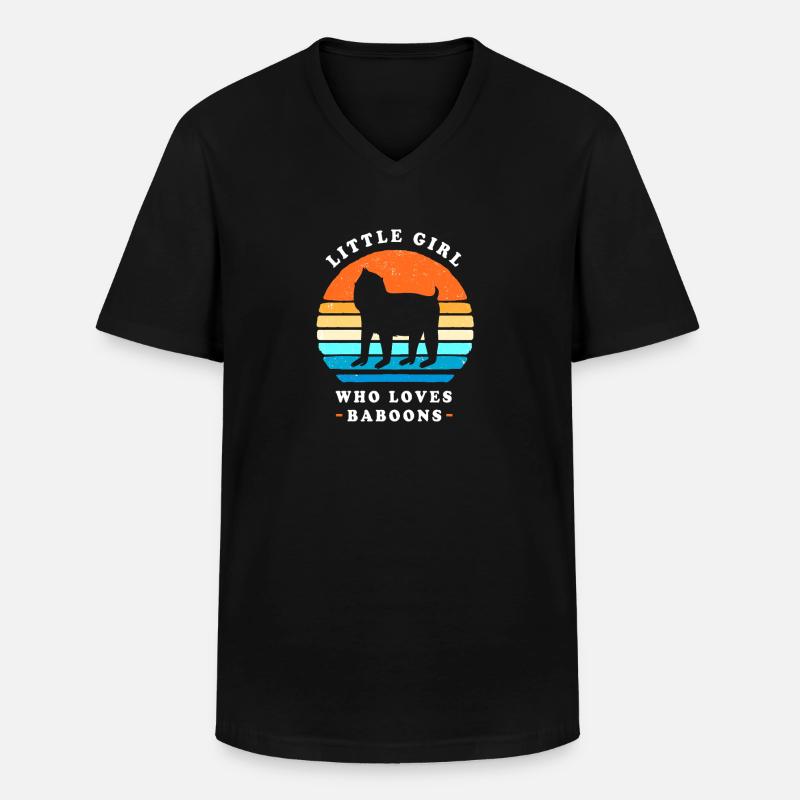 Pavian Primat Affe Affen Baboon - Männer-T-Shirt mit V-Ausschnitt - Schwarz