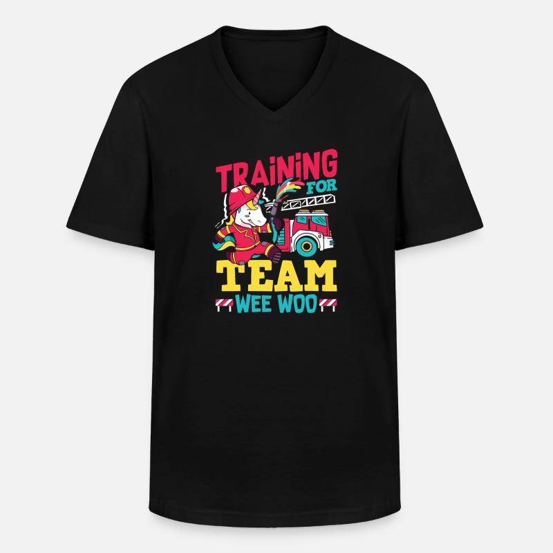 Wee Woo Squad Fire Tiny Feuerwehrmann - Männer-T-Shirt mit V-Ausschnitt - Schwarz