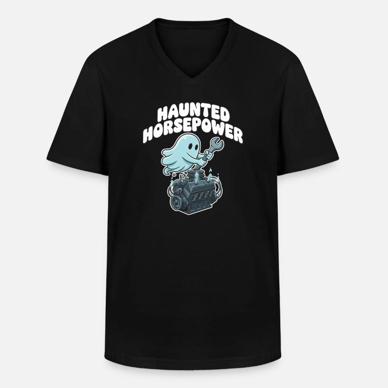 Ghost Engine Haunting Engine Cartoon - Men's V-Neck T-Shirt - black