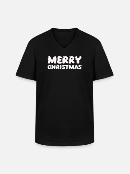 Cuddly Merry Christmas lettering - Men's V-Neck T-Shirt - black