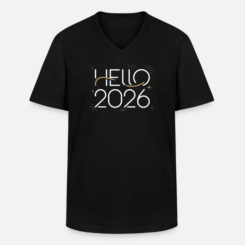 Hallo Neon-Feier 2026 - Männer-T-Shirt mit V-Ausschnitt - Schwarz