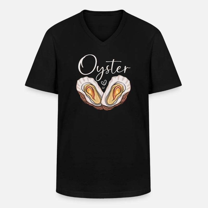 Austern - Männer-T-Shirt mit V-Ausschnitt - Schwarz
