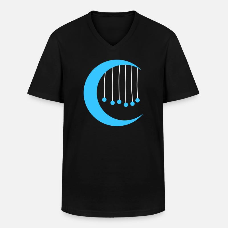 Blauer Mond mit Windspiel - Männer-T-Shirt mit V-Ausschnitt - Schwarz