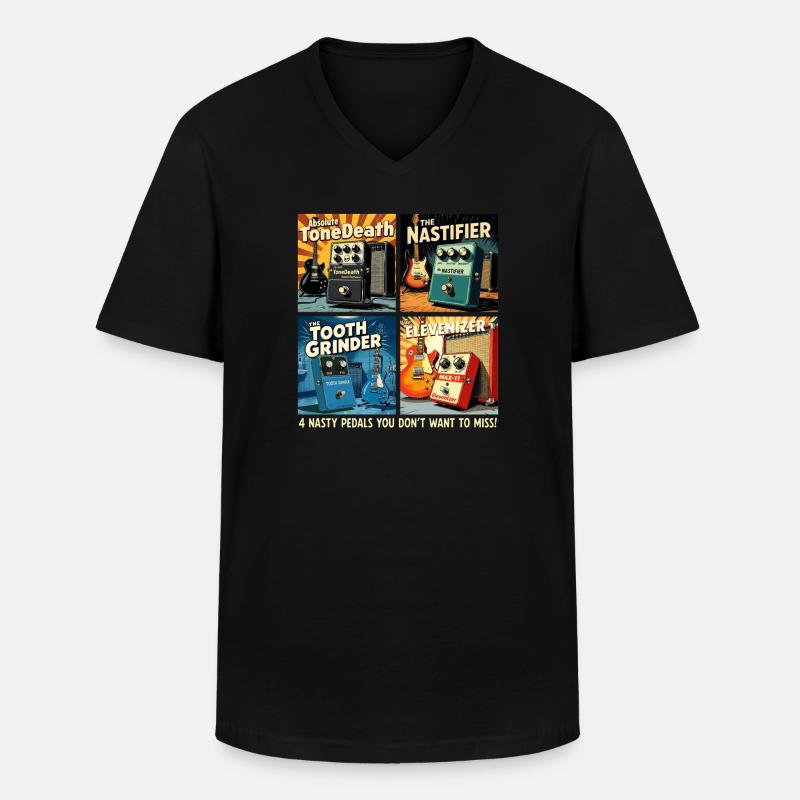 4 imaginäre Distortion-Pedale - Männer-T-Shirt mit V-Ausschnitt - Schwarz