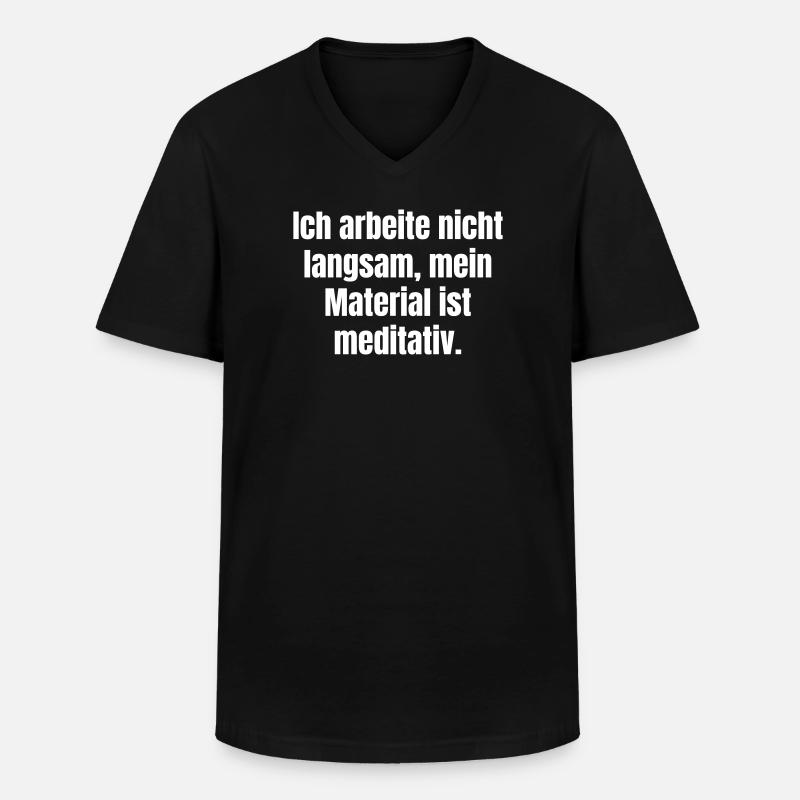 Meditatives Material-Statement - Männer-T-Shirt mit V-Ausschnitt - Schwarz