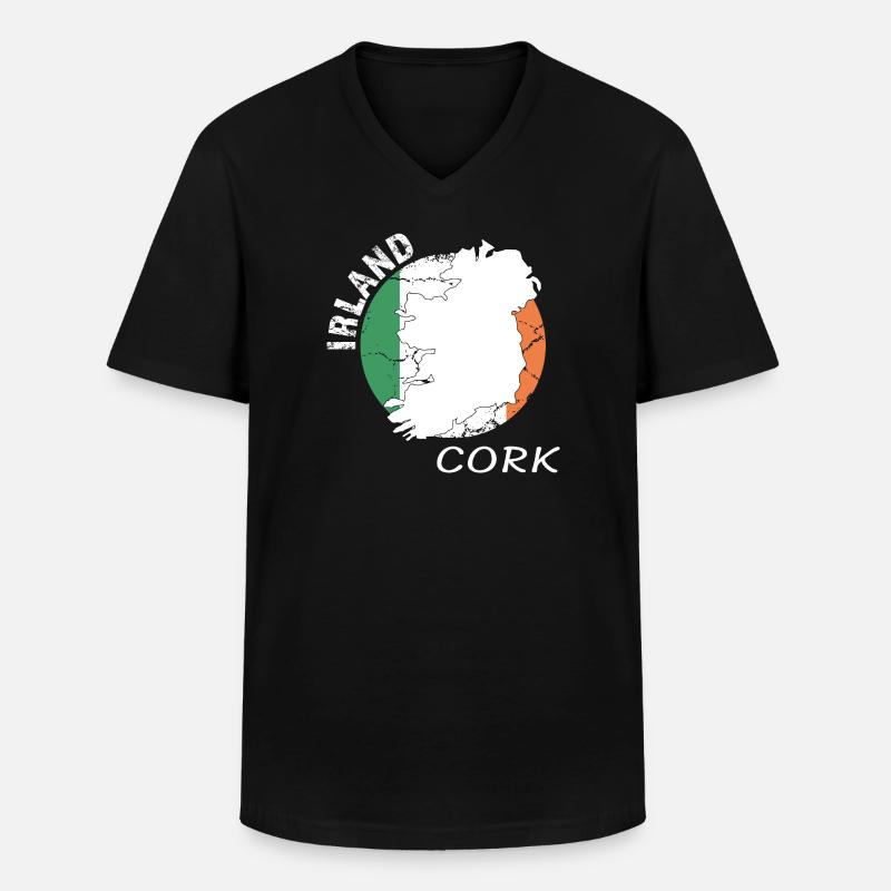Cork - Männer-T-Shirt mit V-Ausschnitt - Schwarz