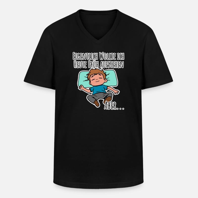 Morgenmuffel? Früh aufstehen oder faulenzen? - Männer-T-Shirt mit V-Ausschnitt - Schwarz
