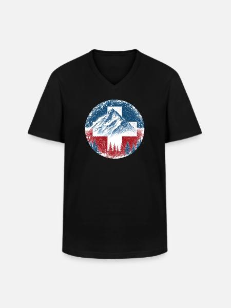 Schweiz-Swiss-Switzerland-Wintersport-Ski-Berge - Men's V-Neck T-Shirt - black