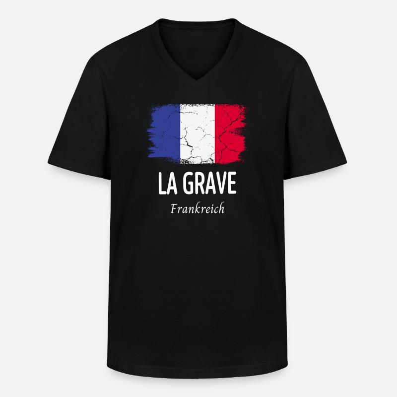 La Grave - Männer-T-Shirt mit V-Ausschnitt - Schwarz