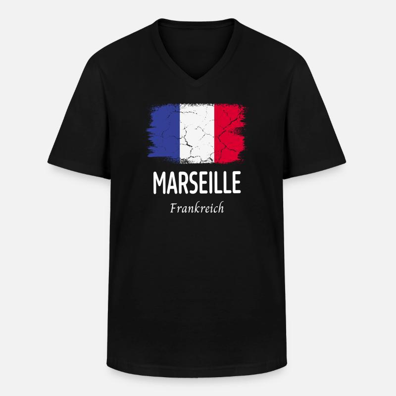 Marseille - Männer-T-Shirt mit V-Ausschnitt - Schwarz