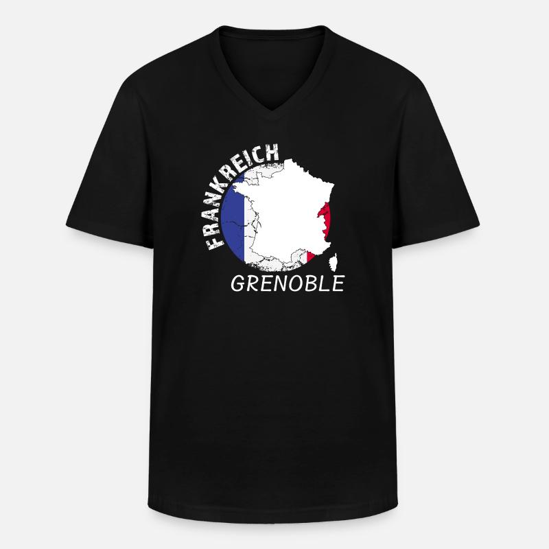 Grenoble - Männer-T-Shirt mit V-Ausschnitt - Schwarz