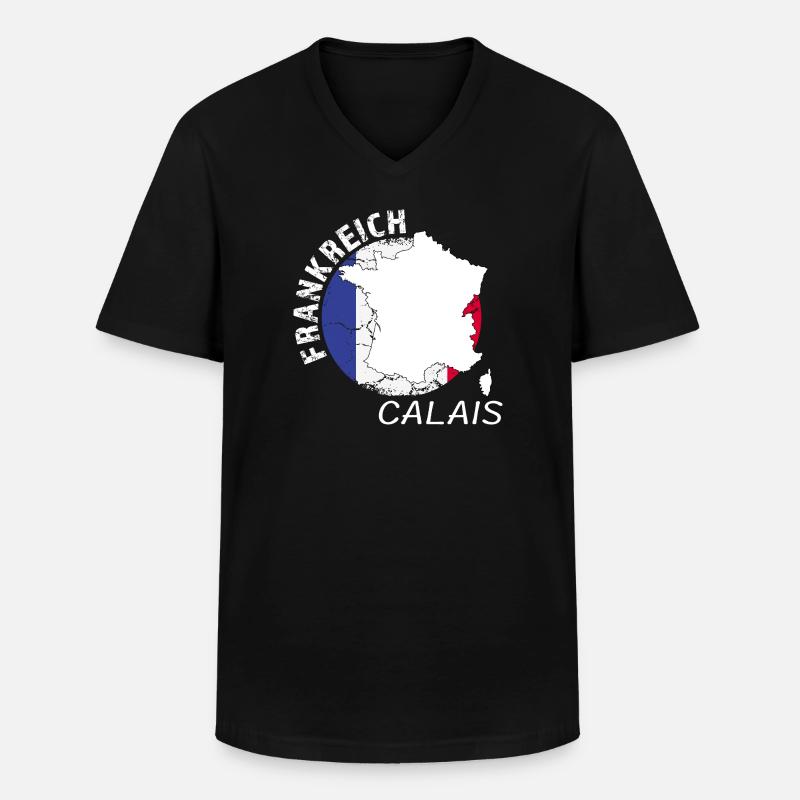 Calais - Männer-T-Shirt mit V-Ausschnitt - Schwarz