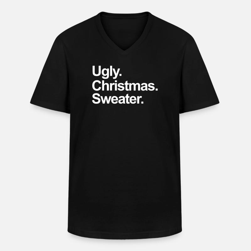 hässlicher Weihnachtspullover - Männer-T-Shirt mit V-Ausschnitt - Schwarz