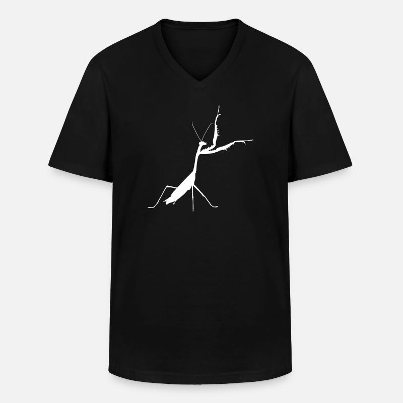 Gottesanbeterin weiss - Männer-T-Shirt mit V-Ausschnitt - Schwarz