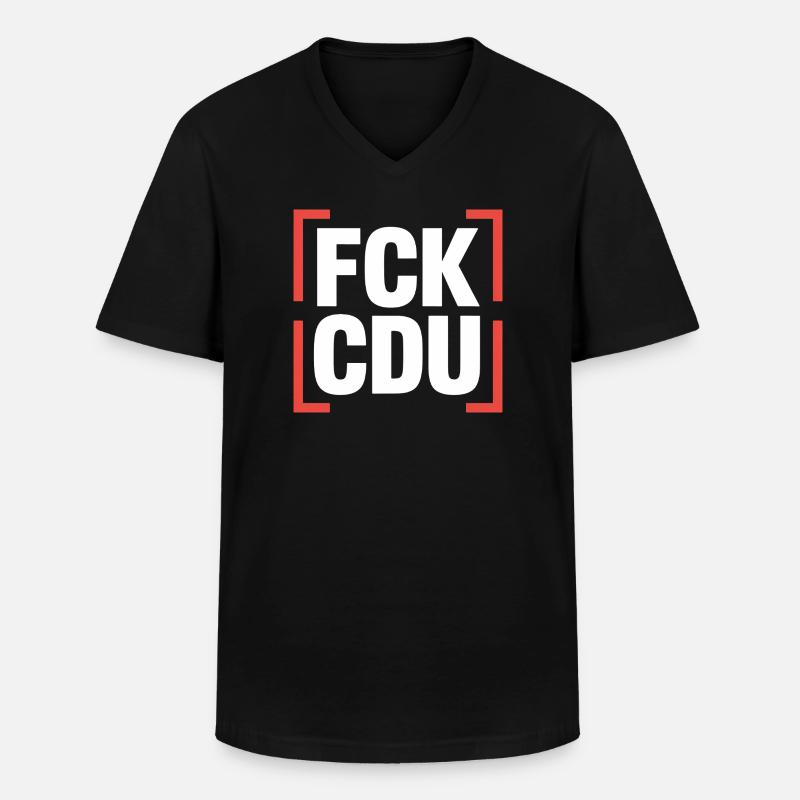 FCK CDU  - Anti CDU/CSU Logo - Männer-T-Shirt mit V-Ausschnitt - Schwarz