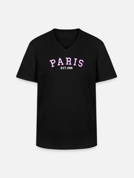Paris Est. 1996 - Men's V-Neck T-Shirt - black