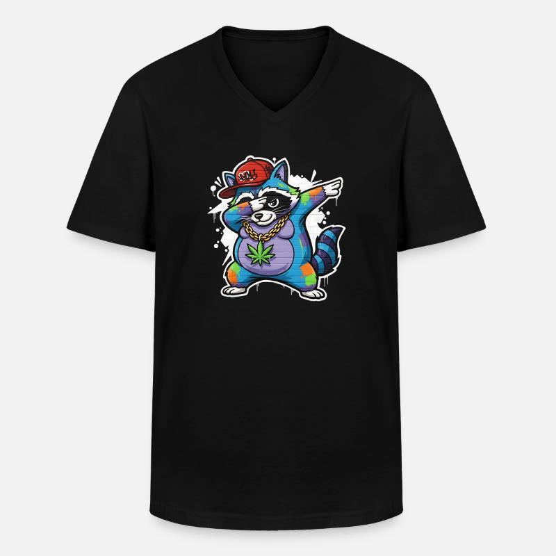 Dabbing Waschbär Graffiti Style Hip-Hop - Männer-T-Shirt mit V-Ausschnitt - Schwarz