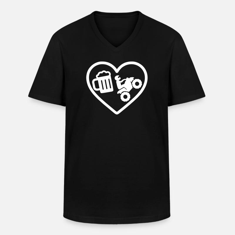 Herz Quad Bier - Männer-T-Shirt mit V-Ausschnitt - Schwarz