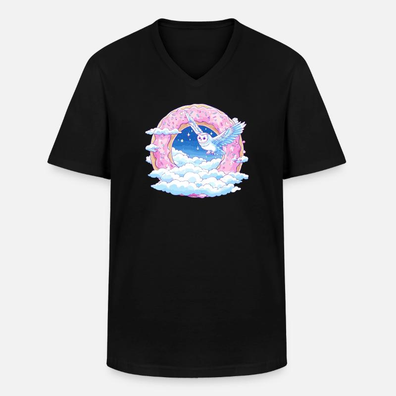 DonutHimmel Eulenflug - Männer-T-Shirt mit V-Ausschnitt - Schwarz