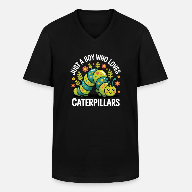 Raupe Junge Geschenk - Männer-T-Shirt mit V-Ausschnitt - Schwarz