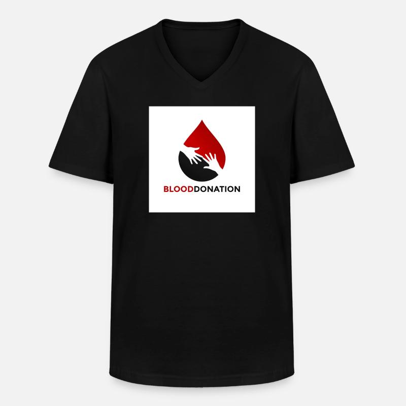 Emblem der Blutspendehände - Männer-T-Shirt mit V-Ausschnitt - Schwarz