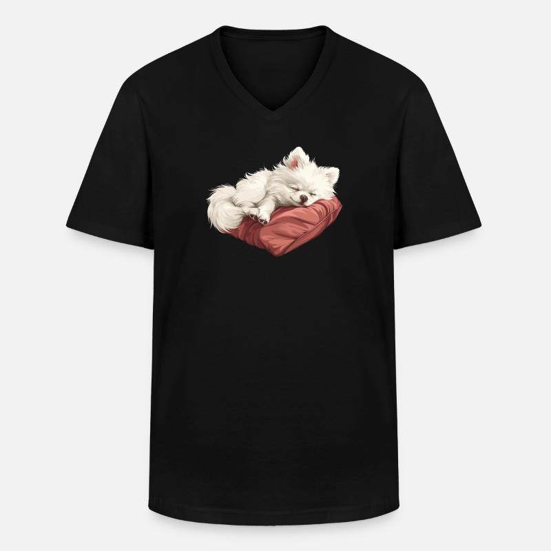 Schlafender Spitz Welpe - Männer-T-Shirt mit V-Ausschnitt - Schwarz