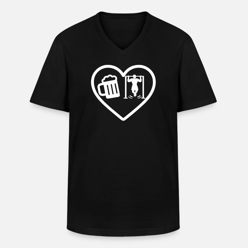 Heart Street Workout Bier - Männer-T-Shirt mit V-Ausschnitt - Schwarz