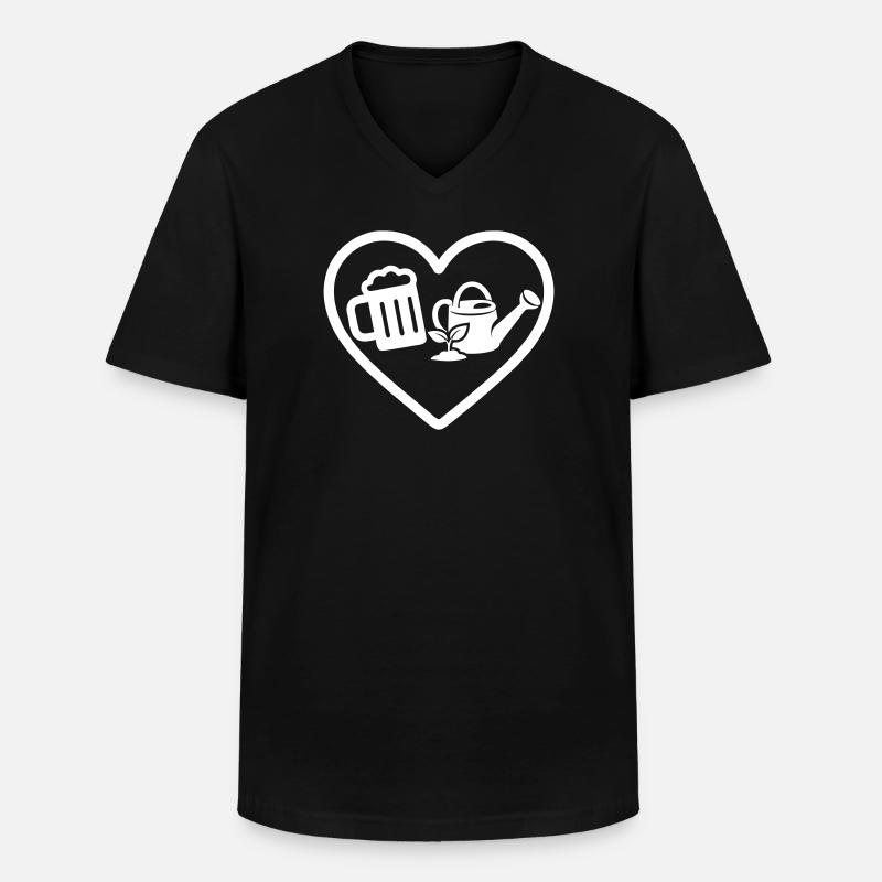 Heart Beer Gartenhumor - Männer-T-Shirt mit V-Ausschnitt - Schwarz