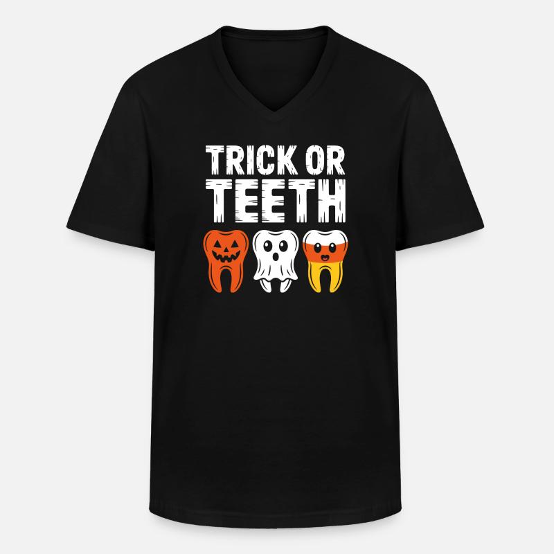 Trick oder Teeth Halloween-Trio - Männer-T-Shirt mit V-Ausschnitt - Schwarz