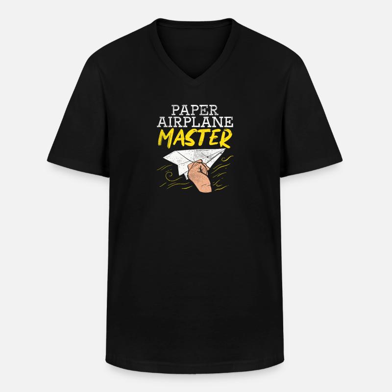 Funny Paper Airplane Master Graphic - Männer-T-Shirt mit V-Ausschnitt - Schwarz