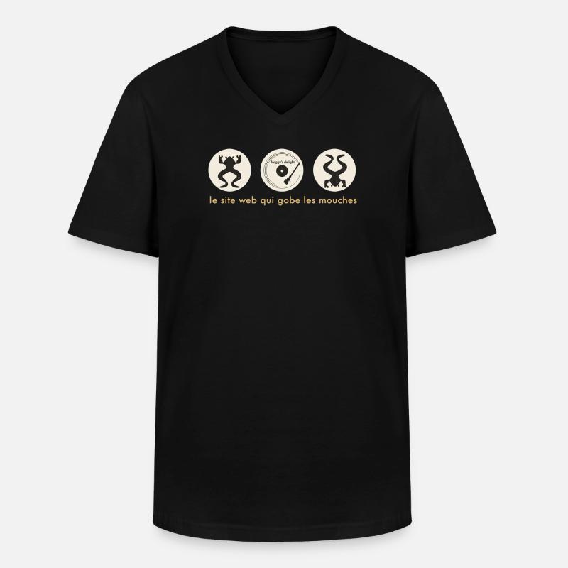 Frog DJ Circle Abzeichen - Männer-T-Shirt mit V-Ausschnitt - Schwarz