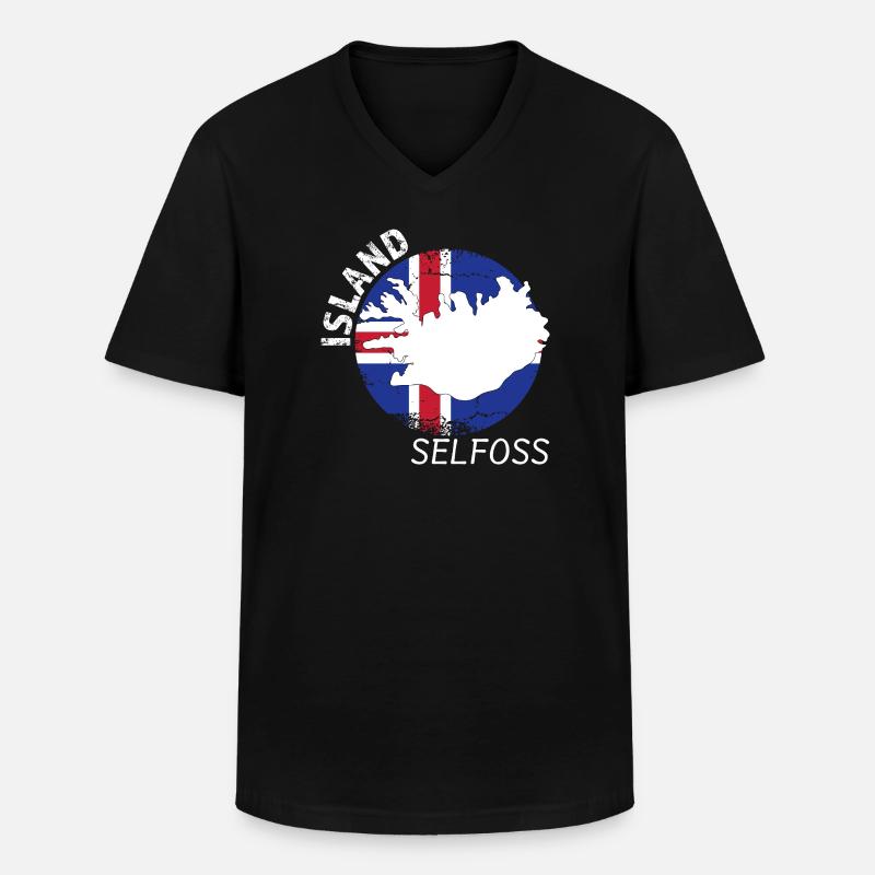 Selfoss - Männer-T-Shirt mit V-Ausschnitt - Schwarz