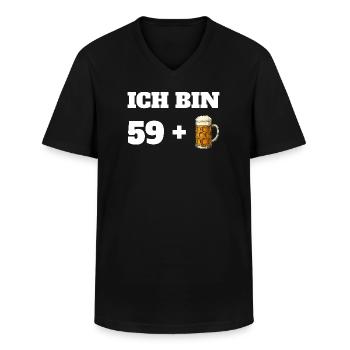 Ich bin 59 + 1 Bier Geburtstag - Männer-T-Shirt mit V-Ausschnitt - Schwarz - Vorne - AI Model Male 178 dark (178cm)