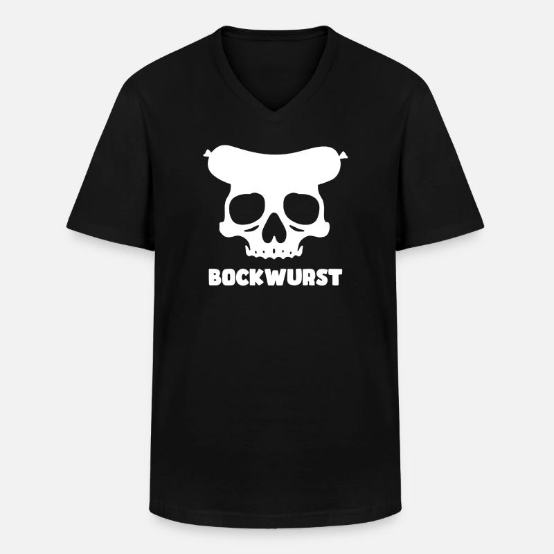 Bockwurst Skull Grafik - Männer-T-Shirt mit V-Ausschnitt - Schwarz