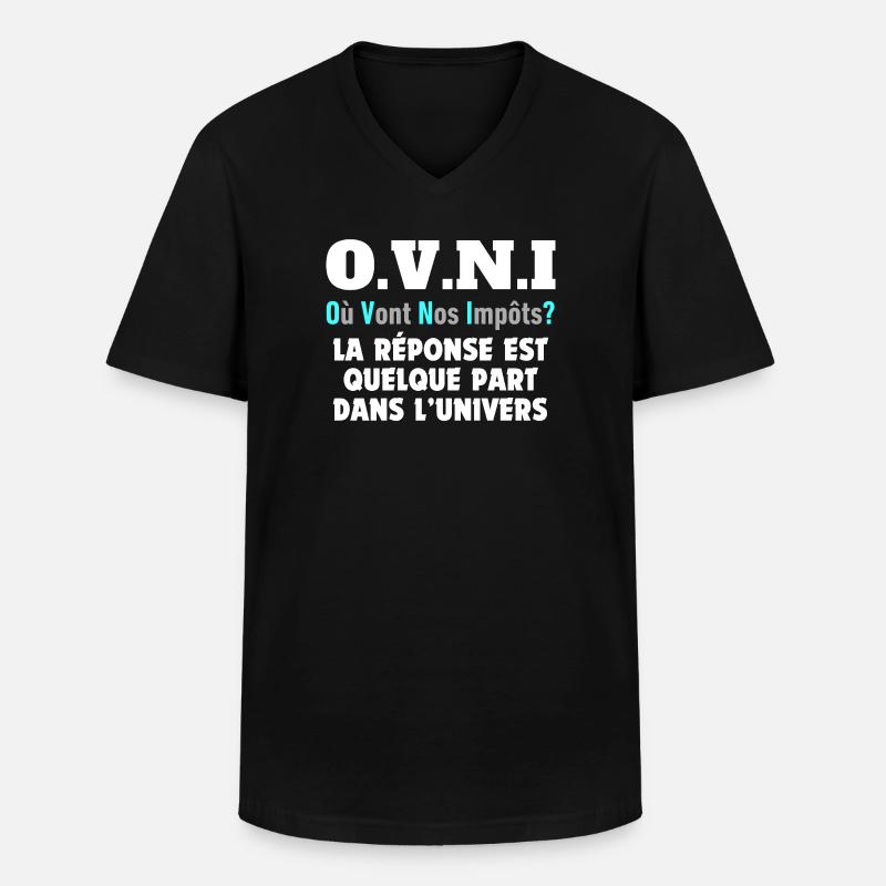 UFO - Männer-T-Shirt mit V-Ausschnitt - Schwarz
