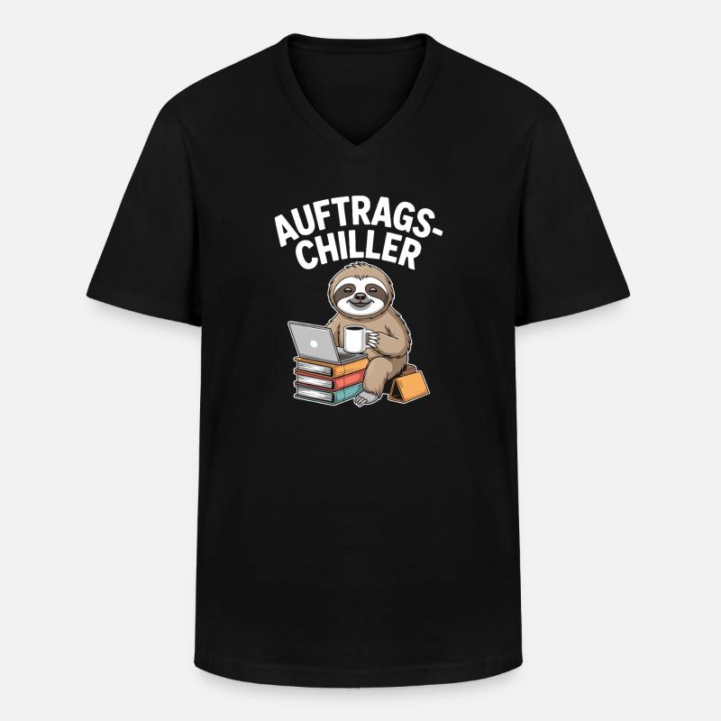 Commander Chiller Commander Chiller Bureau Sloth - T-shirt col V Homme - noir