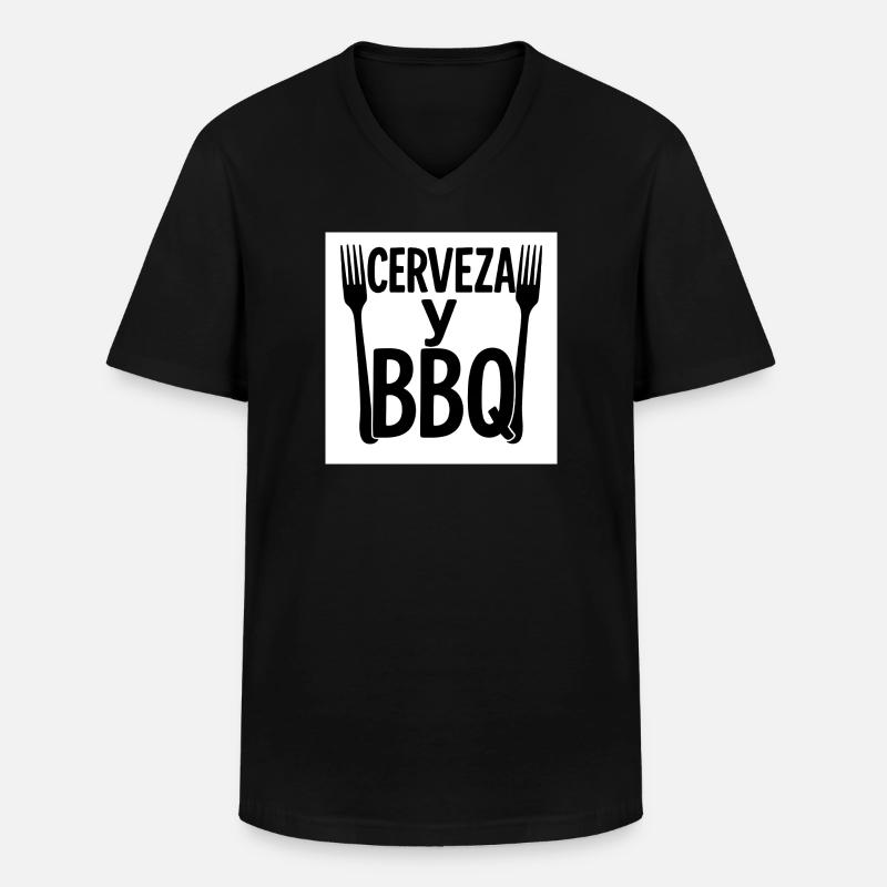 Digitales Design "Bier & BBQ" - Männer-T-Shirt mit V-Ausschnitt - Schwarz