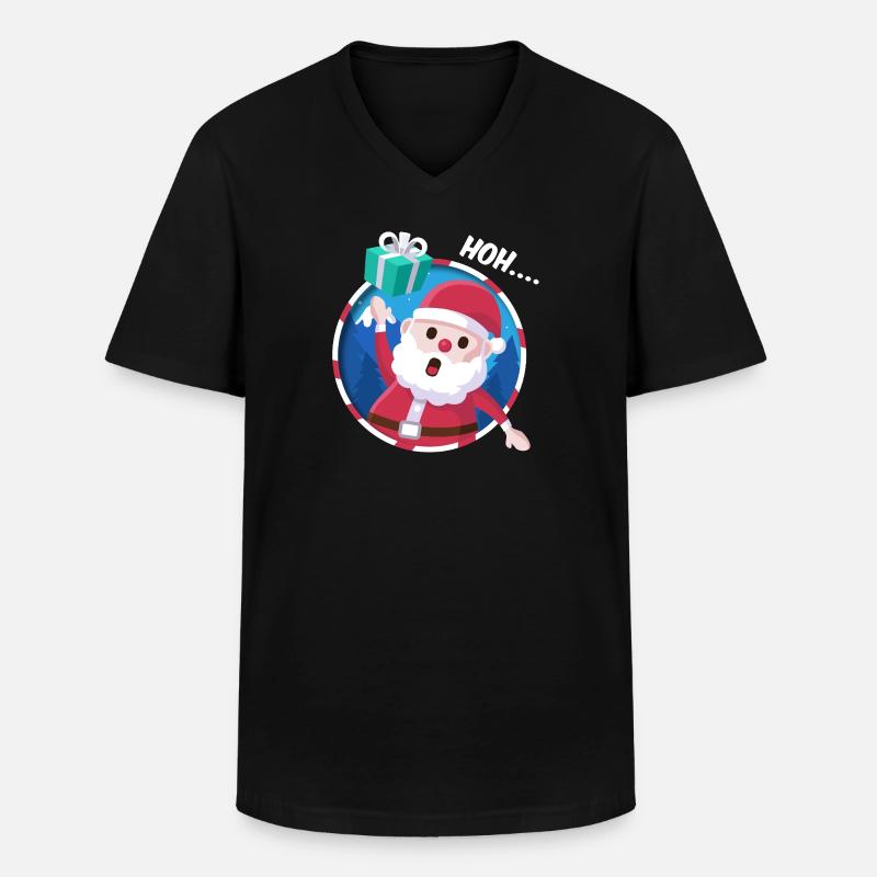 Leuchtender Santa Geschenk - Männer-T-Shirt mit V-Ausschnitt - Schwarz