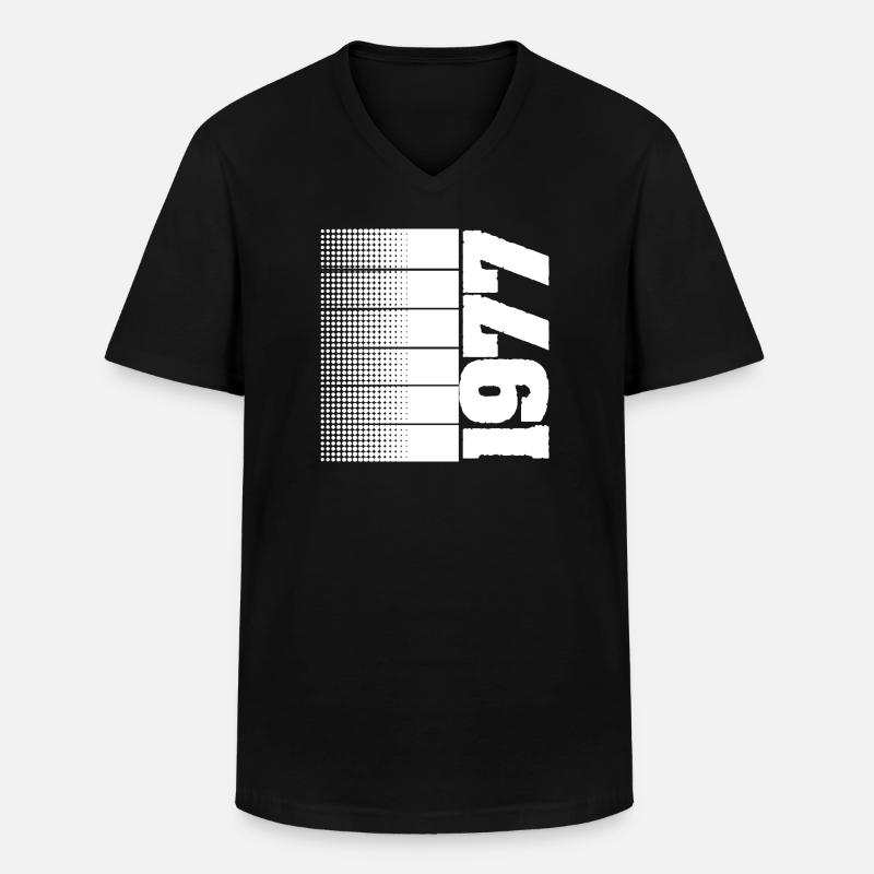 1977 - Männer-T-Shirt mit V-Ausschnitt - Schwarz