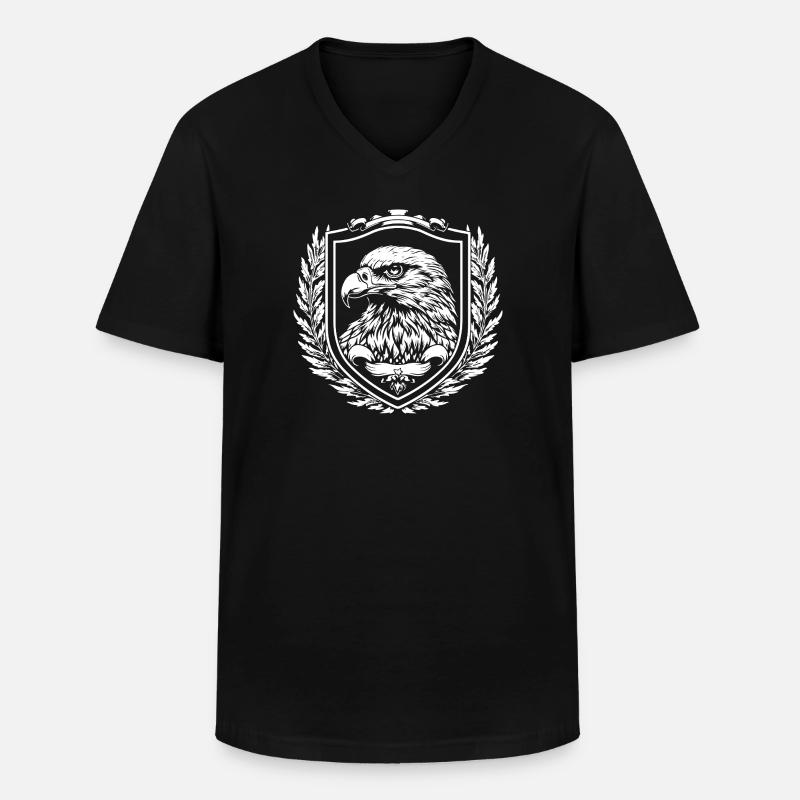 Adler Schild Lorbeer - Männer-T-Shirt mit V-Ausschnitt - Schwarz