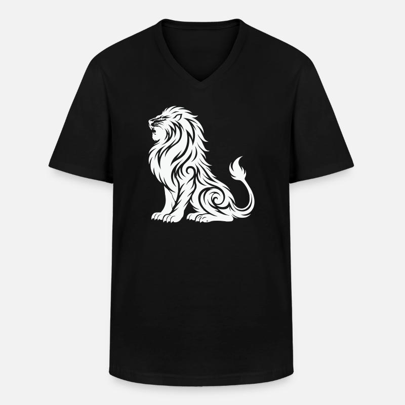 Tribal Löwe Silhouette - Männer-T-Shirt mit V-Ausschnitt - Schwarz