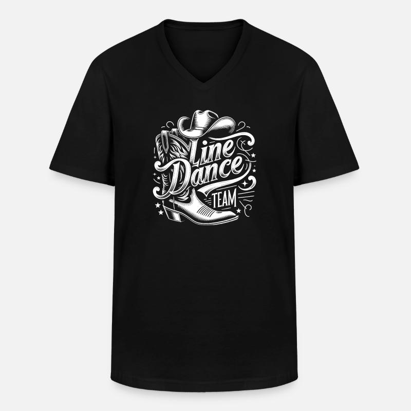 Line Dance Cowboy Team - Männer-T-Shirt mit V-Ausschnitt - Schwarz