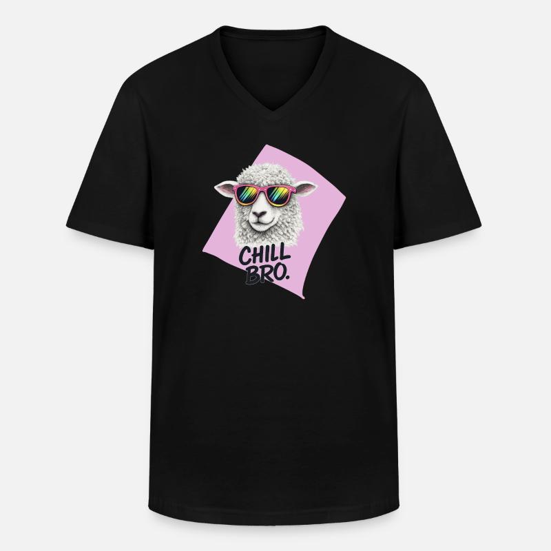 Chill Bro Schaf mit Sonnenbrille - Männer-T-Shirt mit V-Ausschnitt - Schwarz