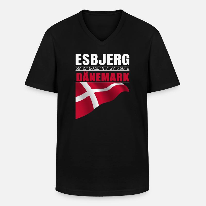 Esbjerg - Männer-T-Shirt mit V-Ausschnitt - Schwarz