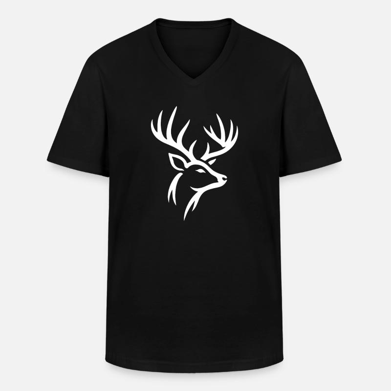 Hirschkopf - Männer-T-Shirt mit V-Ausschnitt - Schwarz