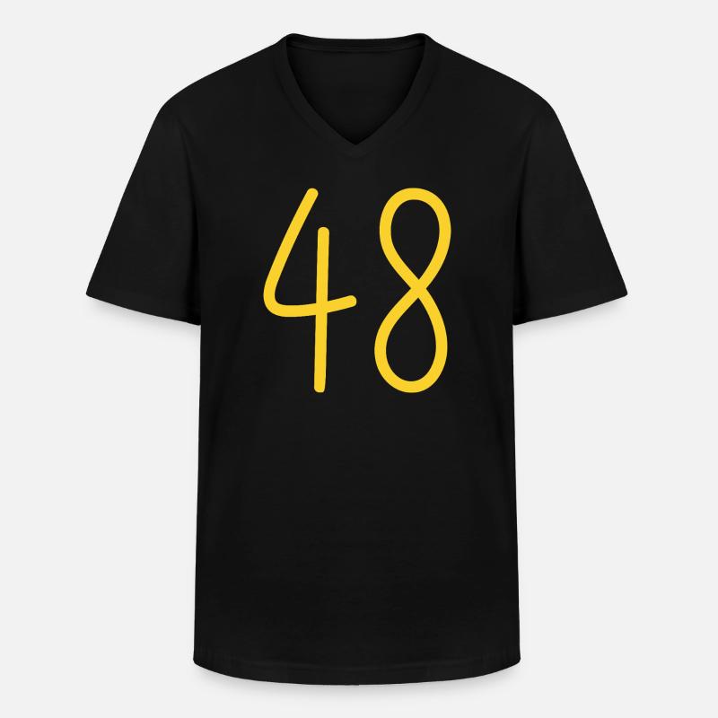 48 - Männer-T-Shirt mit V-Ausschnitt - Schwarz