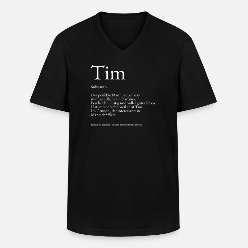 Tim Dictionary Explanation First Name Tim - Men's V-Neck T-Shirt - black